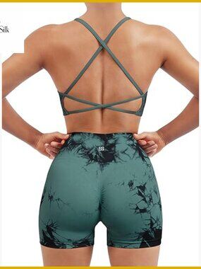 Seamless Workout Set Medium Support Sports Bra High Waist Booty Shorts